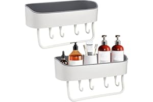KYYGKY 2 Stück Duschablage Ohne Bohren Duschregal Wandmontage aus Kunststoff Badezimmer Regal Organizer Aufbewahrung Duschregal Selbstklebend für Bad Küche Wohnzimmer（27×10×6cm/10.63×3.94×2.36inch）