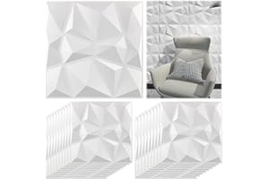 XNZMYN 20 paneli ściennych 3D, 30 × 30 cm, do pokoju gier, sufit, efekt diamentu 3D, panele PVC do dekoracji wnętrz i na zewnątrz, matowa biel, nieodkształcalne, wodoodporne, odporne na ciepło, bezwonne