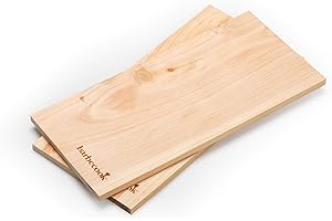 barbecook Juego de 2 tablas de barbacoa de madera de haya para asar y ahumar para un aroma especial en la barbacoa para salmón flameado o carne.