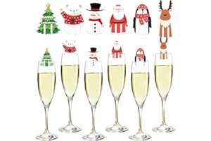 Feelava Marcador de copa de vino, 48 piezas, adornos de copa de vino de Navidad, tarjeta decorativa, identificador de copa para beber, cóctel, accesorios para vino, regalos para anfitrionas