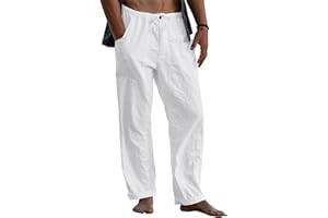 Halfword Pantaloni larghi da uomo in lino pantaloni da yoga casual da spiaggia con coulisse in vita elasticizzata pantaloni della tuta leggeri