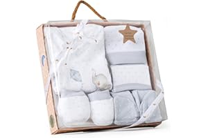 Interbaby Coffret cadeau pour bébé: ensemble 5 pièces, modèle Éléphant, gris