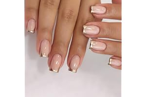 Yamobi 24 sztuki francuskich paznokci, krótkie paznokcie do naklejania, krótkie paznokcie do naklejenia, krótkie paznokcie do naklejenia, krótkie paznokcie do przyciśnięcia, krótkie paznokcie dla