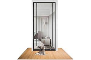 WMYYLX Griglia per porta del balcone, rete sicura per animali domestici, per soggiorno, porta a rete ispessita per gatti, impedisce ai gatti di correre, camera da letto, cucina, terrazza (nero, 80 x 200 cm)