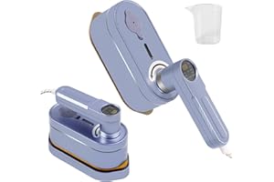 HOIIME Mini Steam Iron, 1200W Foldable Handheld Steam Iron, 2 in 1 Mini Travel Iron Portable Clothes Steamer Clothing Wrinkles Remover, 15s Fast Heat Up, LCD Screen Iron for Home,Office,Travel (Purple)