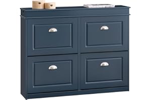 SoBuy Meuble Chaussure Rangement Chaussure avec 4 Abattants, Armoire à Chaussures Entrée, Meuble à Chaussures, Range Chaussures 16 Paires, pour Couloir, Entrée, 105x24x83 cm, Bleu, FSR79-B