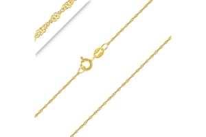 PLANETYS - Catenina per Bambini Argento Sterling 925 Placcato Oro 18K Modello Singapore Larghezza: 1 mm Lunghezza: 32-34-36-38-40 cm