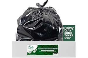 Blake & White Purely Kind Black Sacks 75L- Ultra Durable & Eco Friendly Recyclable Bin Bags - Heavy Duty Bin Liners for Household, Office, and Kitchen - Box of 180 (6 Rolls of 30 Bags)