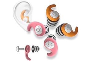 KKNE Tapones para Dormir – [2 Pares, Naranja y Rosa] Tapones Oídos de Silicona Reutilizables, Anti Ronquidos, Ideales para Aprendizaje, Motocicleta, Trabajo y Natación