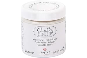 Rayher 38868102 Chalky Finish auf Wasser-Basis Kreide Farbe für Shabby-Chic, weiß, 236 ml (1er Pack)
