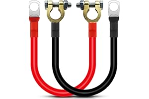 lcyen 2Pcs 2AWG 50cm Car Battery Cables, 35mm² 12V Copper Wires with Ring Terminal Copper Wire for Auto, Truck, Motorcycle, Solar, RV, Marine, Available
