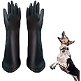 Tioheam Animal Handling Gloves Bite Proof for Dog Cat - Animal Handling Anti-bite/scratch Gloves Safe Breathable Canvas Lining Gloves for Bathing, Grooming