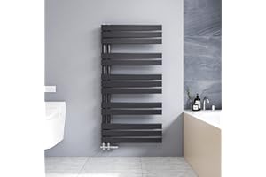 Meykoers Scaldasalviette Piatto 1176 x 600 mm, termoarredo Bagno, scaldasalviette ad Acqua Calda, 726W, Attacco Laterale, Antracite