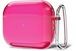 Svanove for Airpods Pro 3 Case Clear Hard Plastic, Transparent Simple Cute Airpods Pro 3 Generation Case with Keychain, Y2k Aesthetic Trendy Airpods Cover Accessories for Women Girl, Neon Hot Pink