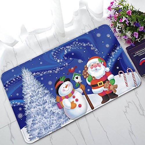 Custom Merry Christmas Xmas Santa Claus Snowman Door Mats Cover Non-Slip Machine Washable Outdoor Indoor Doormat 30x18inch