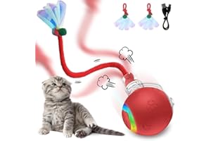HIAME Interactive Cat Toys Ball for Indoor Cats, The 3rd Generation Agile Moving Cat Ball with Elastic Dragonfly Tail, Automatic Kitten Toys for Bored Indoor Adult Cats, Motion Activated