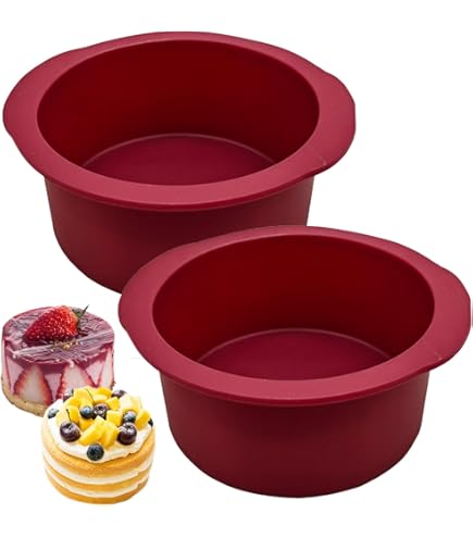 webake Siliconen taartvormen, set van 5 ronde lagen cakevorm, 15 cm, siliconen bakvorm, anti-aanbaklaag, bakvormen, pan, pizzavorm