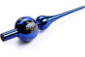 DIFERTES Weihnachtsbaumspitze aus Glas, Christbaumspitze Blau, 26cm Baumspitze Weihnachten, Tannenbaum Spitze, Weihnachtsbaum Krone - Leicht und Dennoch Robust, Glänzend und Elegant (Blau)