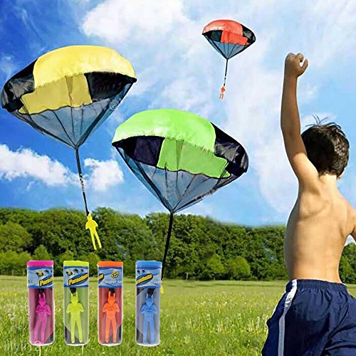 MagiDeal Tangle Free Toy Hand Throwing Parachute Kite Outdoor Play Game Toy Orange