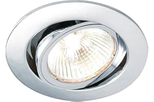 National Lighting Recessed Lighting - Mains Powered LED Spot Lights Downlights for Ceiling - IP20 Rated GU10 Fitting for Halogen or LED - Chrome Finish, Adjustable Tilt Version