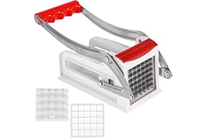 LITTLEDUCKLING Potato Chipper Chip Cutter Stainless Steel French Fries Cutter Potato Cutter Potato Chip Cutter with 25/49 Holes Blades Manual Food Slicer Dicer for Home Kitchen Vegetables Potatos Carrots Cucumbers