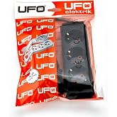 UFO 3l&uuml; 3 metre Kablolu Topraklı Grup Priz, 16A 250V, &Uuml;&ccedil;l&uuml; Uzatma Kablosu Siyah Renk