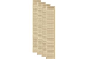 DecoMeister Puerta de Lamas Tipo Persiana de Lumbrera de Celosía de Madera Maciza de Pino Para Armarios Frente de Mueble con Listones Abiertos de Dimensiones 394x2422 mm Juego de Cuatro Piezas
