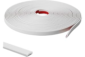JSIWOTH 3M Moulure Auto-adhésives, Blanc PVC Flexible Étanche, Baguette de Finition Auto-adhésive pour Mur, Carrelage, Fenêtres, Portes, Miroirs, Dosseret & Meubles(LARG.:1CM, ÉP.:0,25CM)