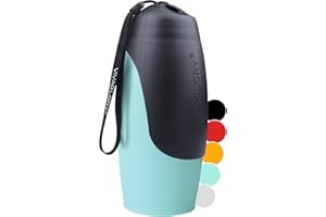 VIVAGLORY Bottiglia d'Acqua per Cani Bottiglia per Bere per Animali Bottiglia d'Acqua da Viaggio per Cani da 750ML Portatile e Impermeabile in Acciaio Inossidabile per Passeggiate Verde Menta