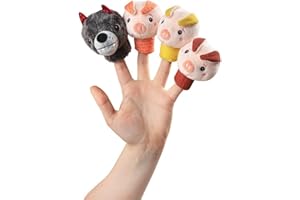 Lilliputiens - Set de marionnettes à Doigts Les 3 Petits Cochons – 4 Personnages Amusants – Jouet sensoriel et interactif pour bébé – Marionettes à Main Bebe - Jeu d'éveil - Dès 12 Mois -83408