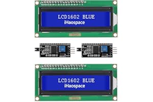 iHaospace Lot de 2 écrans LCD 1602 16 x 2 + adaptateur d'interface IIC I2C pour Arduino Raspberry Pi Bleu