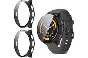 GIOPUEY 2-pak etui kompatybilne z Garmin Venu 3 45 mm, szklana folia ochronna + twarda plastikowa ramka, osłona Garmin Venu 3 45 mm - czarne + czarne