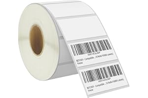 BETCKEY - 57mm x 25mm(2,25 in x 1 in) Perforadas Etiquetas Térmicas para Carpeta y Uso Múltiple Compatible con impresoras Zebra y otras [1 Rolle/1500 Etiquetas]