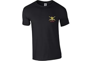 PRODUCTSAVE Embroidered British Army Insignia Mens T Shirt British Army Military Embroidery Tshirt