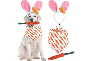 HIULLEN Lot de 3 Costumes de Pâques pour Chien, Pâques Bandeau pour Chiot, Bandana Réglable Coiffure de Carotte Jouet pour Fête de Pâques, Ensemble D'accessoires pour Chiens et Chats