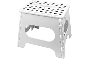 WinGluge 27cm di Altezza Sgabello Pieghevole, Sgabelli Pieghevoli, Gradino Pieghevole, Sgabellino Pieghevole Portatile, Sgabello in Plastica Bianc per Cucina, Bagno, Camera da Letto, Campeggio