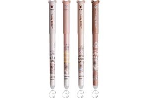 Canollo 4 Stück Radierbarer Kugelschreiber, Cartoon Capybara Muster Radierbare Stifte, Radiergummi mit löschbarer Tinte, 0,5 mm Mine, Radiergummi Stift, Aesthetic Tintenroller radierbar(Schwarz)