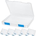 PerKoop 6 Pcs Clear A4 File Box Document Plastic Storage Box Paper Plastic Case Board Game Storage Containers Magazine Protector File Holder with Buckle (Blue,12.4 x 9.84 x 1.18 Inches)