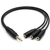 PrimeX PX-3AUX 3&rsquo;l&uuml; Stereo &Ccedil;oklayıcı, 3.5 mm AUX Jak Splitter Kablo, 1 Erkek Giriş 3 Dişi &Ccedil;ıkış, Kulaklık Hoparl&ouml;r Telefon PC