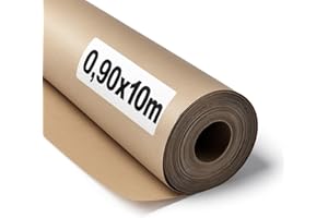 OFITURIA Papier Kraft Brun 70 g/m² – 0,90×10 m – 1 Rouleau – Emballage, DIY & Décoration – Résistant déchirure – Compatible Acrylique & Huile