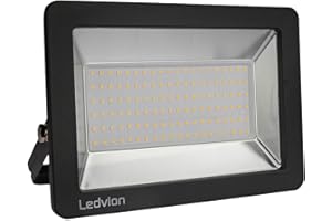 ‎LEDVION Ledvion LED Strahler, 100 Watt LED Fluter, 4000K Scheinwerfer, 12000 Lumen Arbeitsbeleuchtung, Außenstrahler IP65 Wasserdicht, Flutlicht mit Schnellanschluss