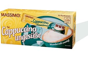 MASSIMO Cappuccino osötad, 160 pinnar, 16 x 10 pinnar à 12,5 g, värdepaket, lösligt bönkaffe, kakaonot, utan socker, snabb beredning, koffeininnehållande, snabbkaffe