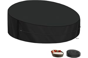 LAMUNI Housse Lit de Jardin Rond Couverture de Lit de Jardin, 420D Tissu Oxford Bâche Canape-lit Jardin, Housse de Protection Canapé-lit, Imperméable Housses pour Lit de Jardin, 250x90/50cm