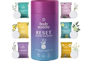 Body Restore Shower Steamers Aromatherapy 6 Pack - Relaxation Birthday Gifts for Women and Men, Travel Essentials, Stress Relief and Self Care - Bloom