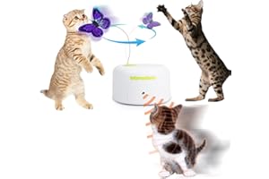 ALL FOR PAWS Interactive Motion Activate Butterfly Cat Toy, Flutter Bug Cat Wand Toy with 360 Degree Rotation & Sensor Mode, Cat Fun Playing Toys(with Shiny Butterfly)