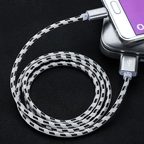 Micro USB Kabel, TYJTECH 2-Pack 6.5FT/2M Micro USB Schnellladekabel Geflochtenes Kabel High Speed Sync für Android Smartphones, Samsung Galaxy, HTC, Huawei, Sony, Nexus, Nokia, Kindle und mehr (Silber) - 4