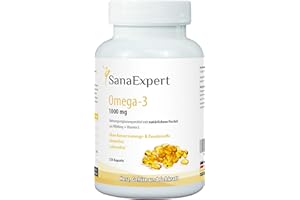 ‎SANAEXPERT SanaExpert® Omega-3 Fettsäuren, 1000 mg, mit natürlichem Fischöl aus Wildfang und Vitamin E, für Gehirn, Herz & Sehkraft, 2-Monatspackung à 120 Kapseln (1)