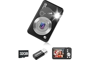 HOFAOUG Macchina Fotografica Digitale, 1080P HD Fotocamera Digitale Compatta Scheda Memoria 32GB, Macchina Fotografica Bambini a Longa Autonomia, Cadeau Ideale Bambini, Adolescenti, Principianti-Schwarz