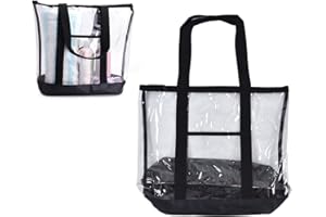 Hapivida Große transparente Tragetasche, wasserdichte PVC-Reisetasche mit großem Fach, 43 x 20 x 39 cm, Nylon verstärkter Boden, für Fitnessstudio, Strand und Konzerte