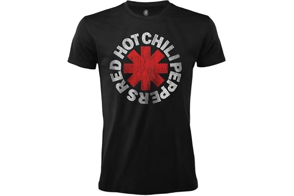 Red Hot Chili Peppers T-Shirt Logo Rock Music Officiel Noir Coton Unisexe Adulte Garçon